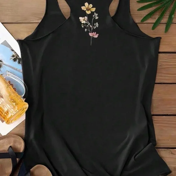 NIP Floral Black Tank Top - Picture 4 of 4